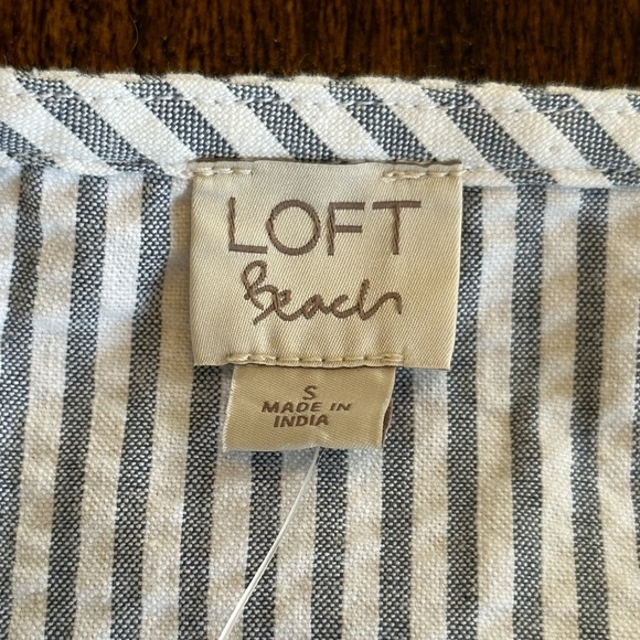 LOFT Beach | Seersucker Romper with Drawstring Waist, NWT - Picture 3 of 12